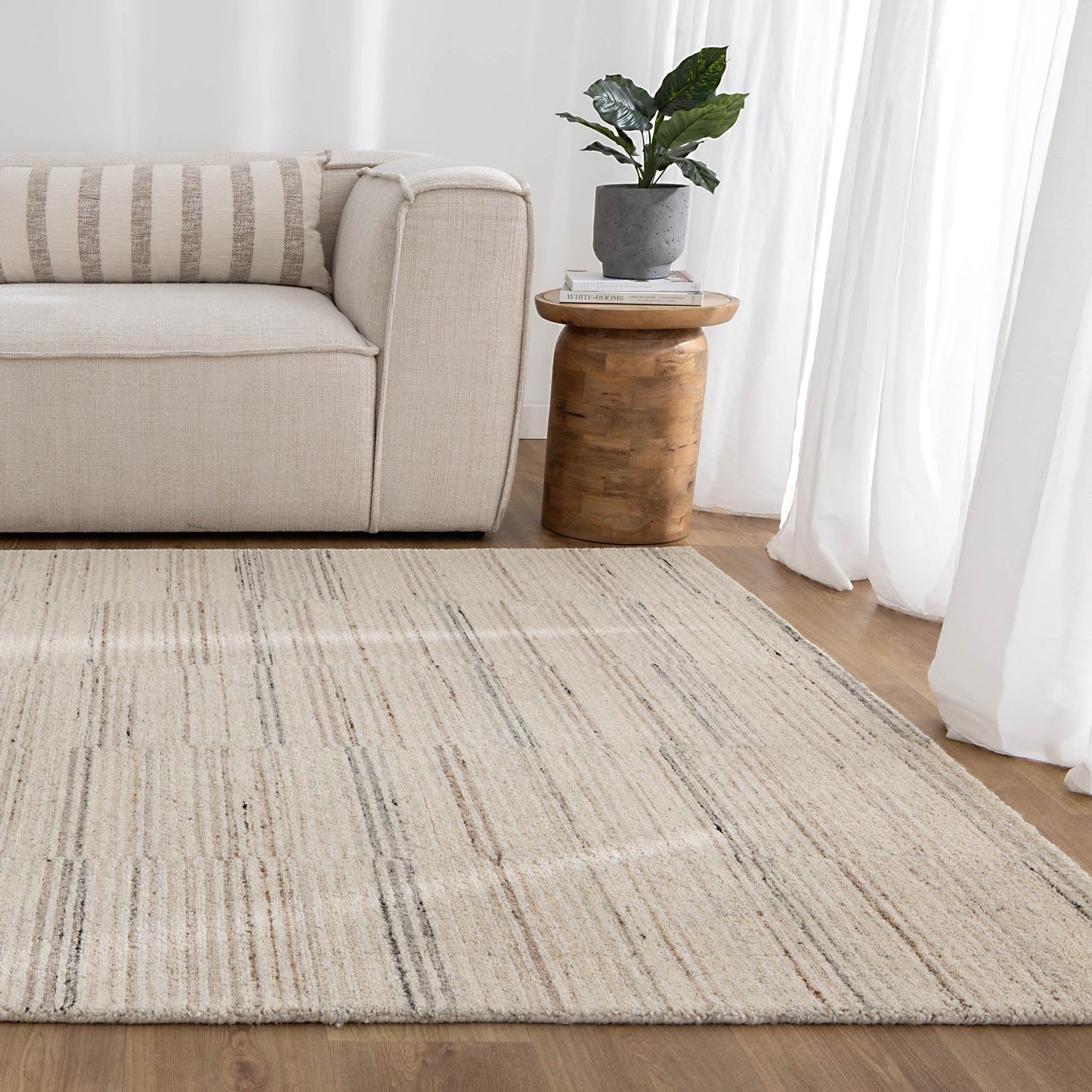 Praia Lines Natural Wool Rug
