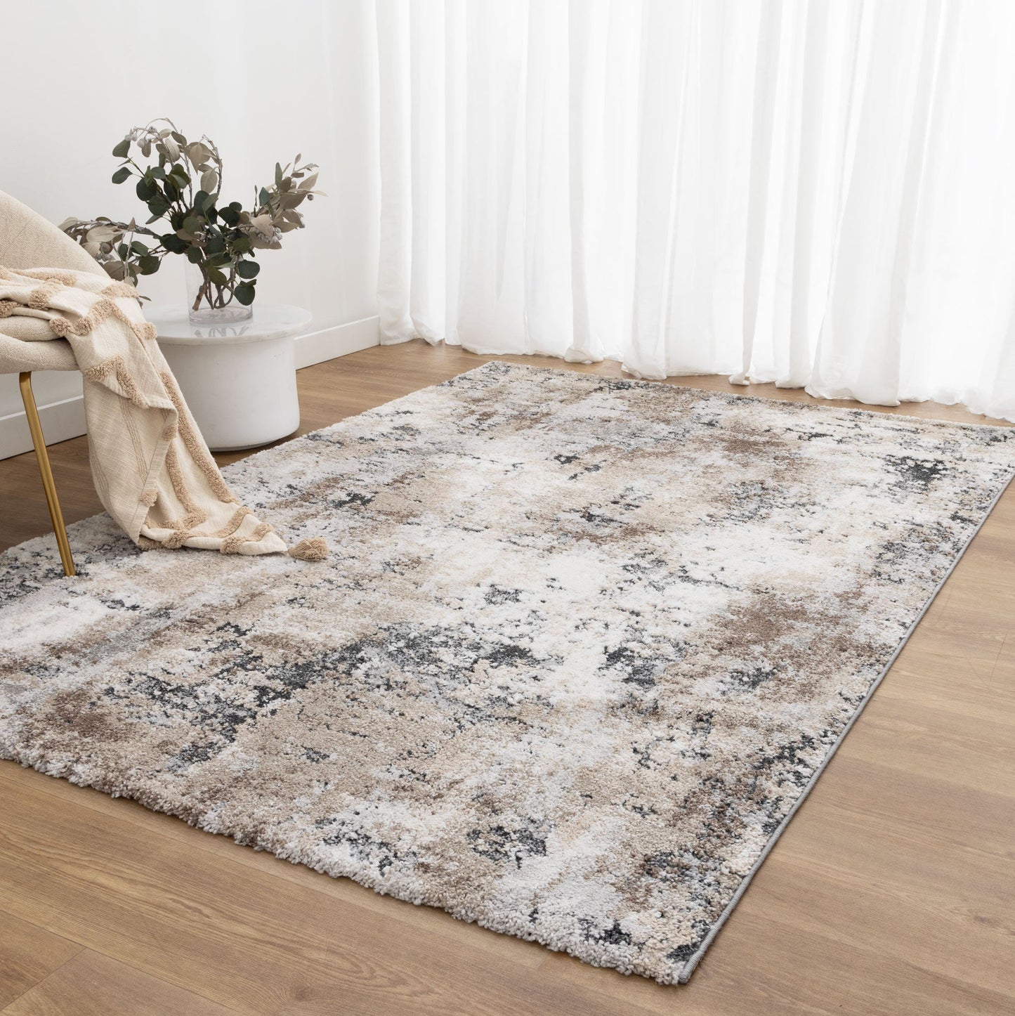 Nola Abstract Gray Beige Rug - N006