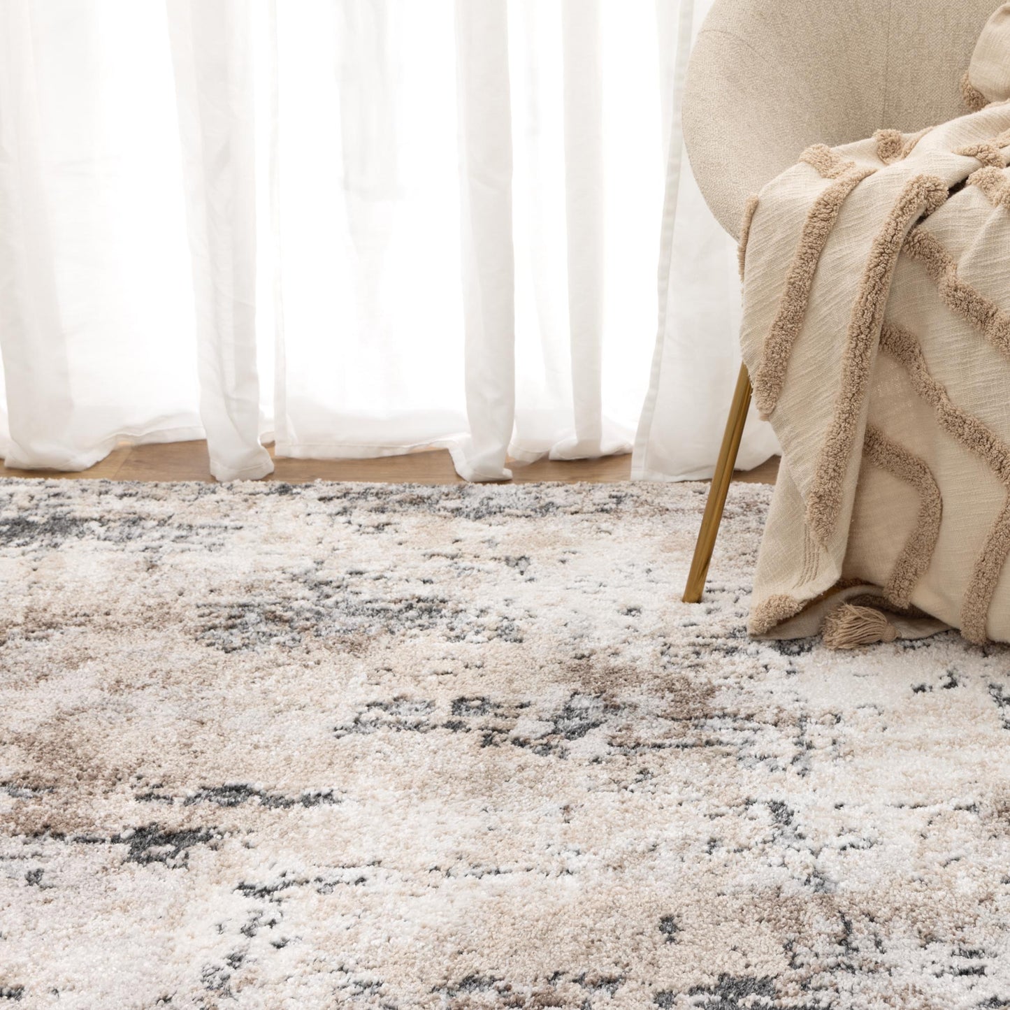 Nola Abstract Gray Beige Rug - N006