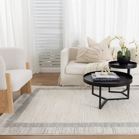 Mahoor 21616 Border Cream-Grey