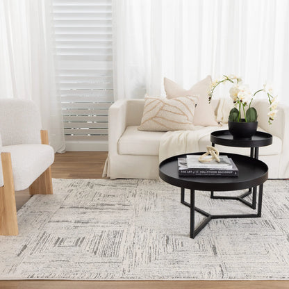 Mahoor 81635 Faded Squares Cream-Grey