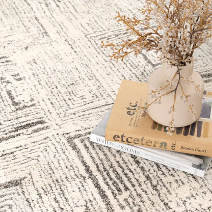 Mahoor 81635 Faded Squares Cream-Grey