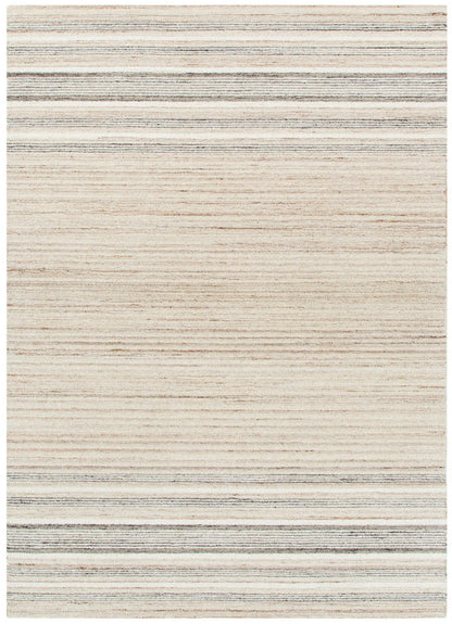 Praia Multi Stripe Beige Grey Wool Rug