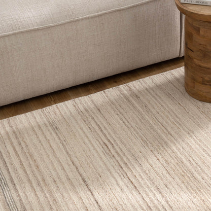 Praia Multi Stripe Beige Grey Wool Rug