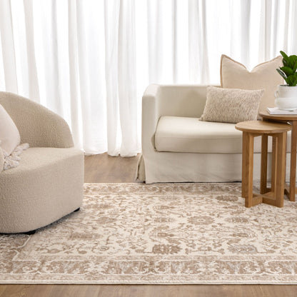 Sapphire  Oriental Border Beige Rug